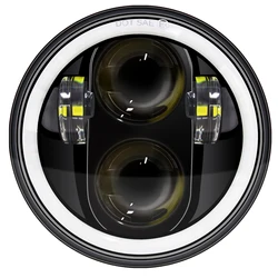 5.75 Inch Black Halo Angel Eyes LED Headlight For Harley Sportster 1200 883 Street 500 750 5-3/4