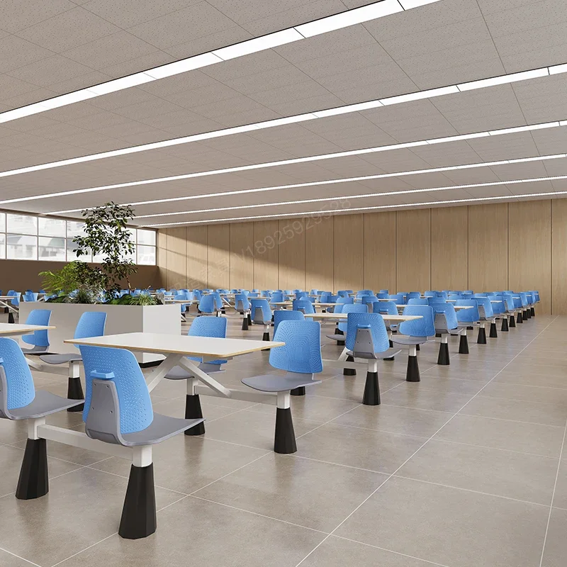 Fast food table and chair one-piece combination School canteen Staff canteen High-speed service area Restaurant Four-person