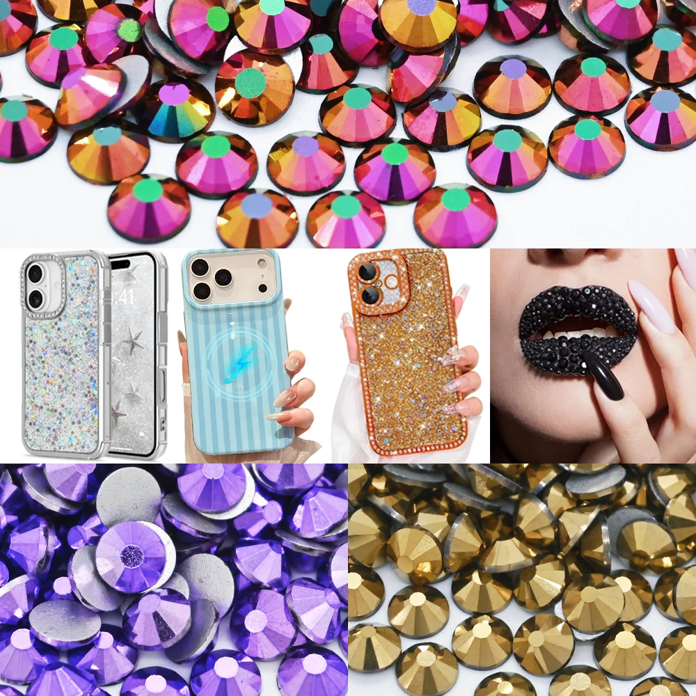 Metal Color Non Hotfix Rhinestones ss6-ss30 Glitter Glass Flatback Rhinestone for Nail Charms Nail Art стразы Strass