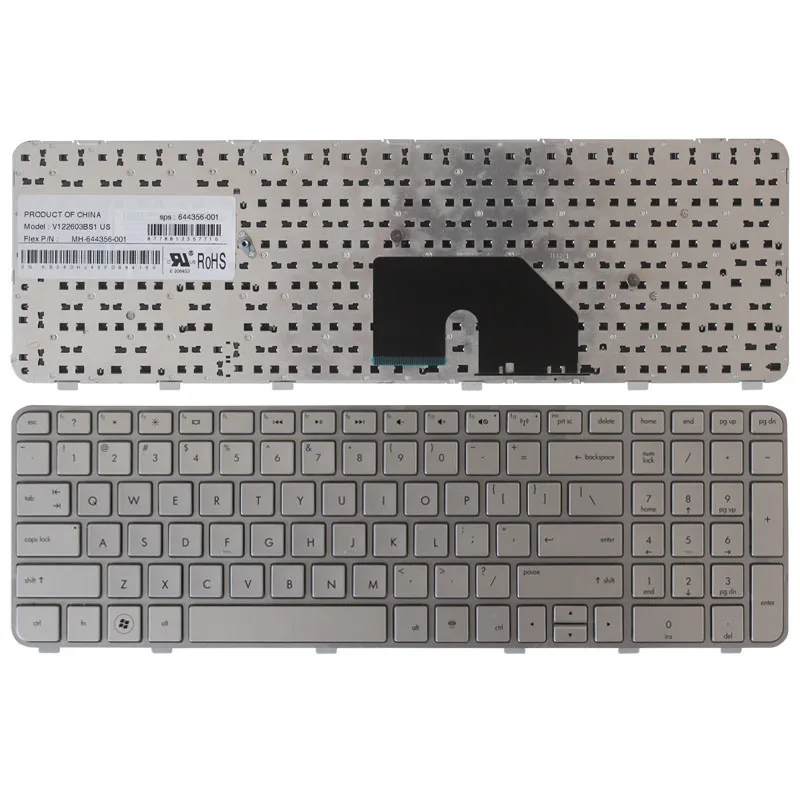 

New US Silver Laptop keyboard For HP Compaq DV6-6000 DV6-6100 DV6-6200 DV6-6090 90.4RH07.L01 SG-48900-XUA