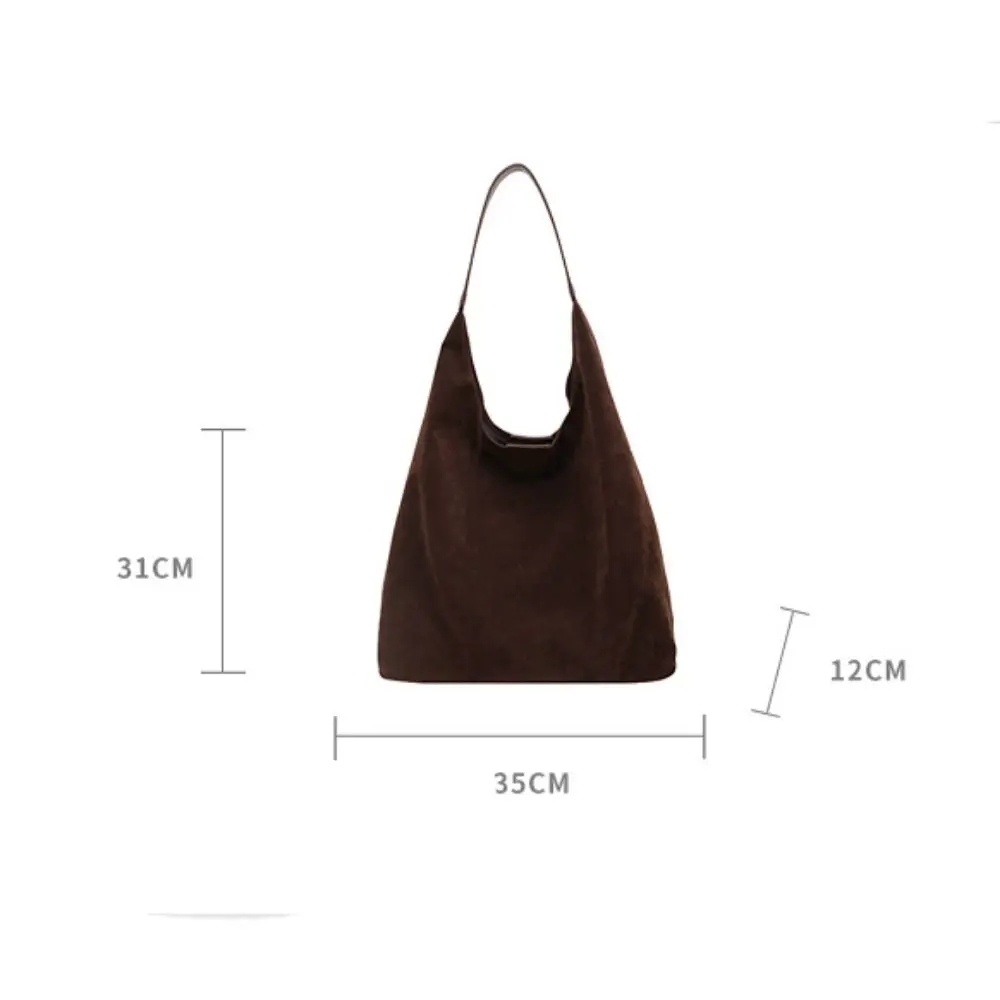 Neue Herbst- und Winter-Vintage-Damentasche mit Großer Kapazität, Modische Wildleder-Schultertasche, Schlichte Einfarbige Vielseitige Bucket Bag – Detail 2