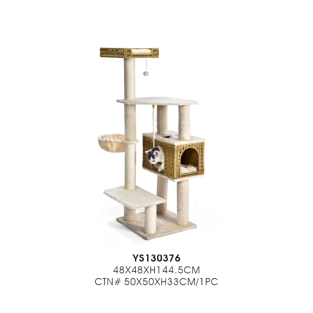 XIANGLONG Customized Cat Tree Natural Handmade Rattan Cute Cat Tree Tower New Special Design Durable Creative Cat Climbing Frame