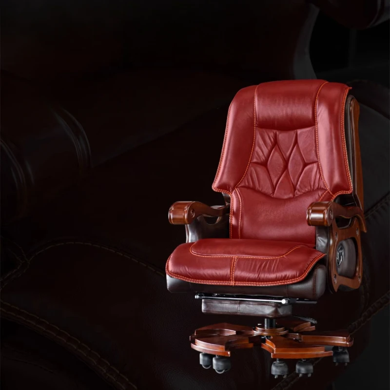 Business Leather Office Computer Chair Reclining Adjustable Backrest Executive Rotating Chair Massage Computer Office Furniture