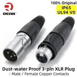 Neutrik's REAN 3 Pin XLR Cable Connectors Silver Color IP65 Outdoor Dust Water Proof Male/Female Brass Pin Microphone Cable Plug