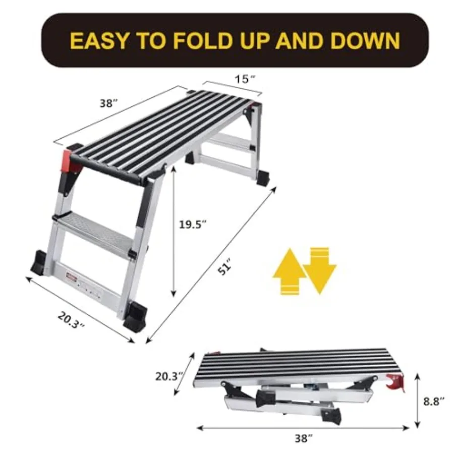 منصة عمل كبيرة الحجم وخفيفة الوزن من الألومنيوم مع 4 خطوات للاستخدام الداخلي والخارجي مثالية لصيانة تحسين المنزل #3