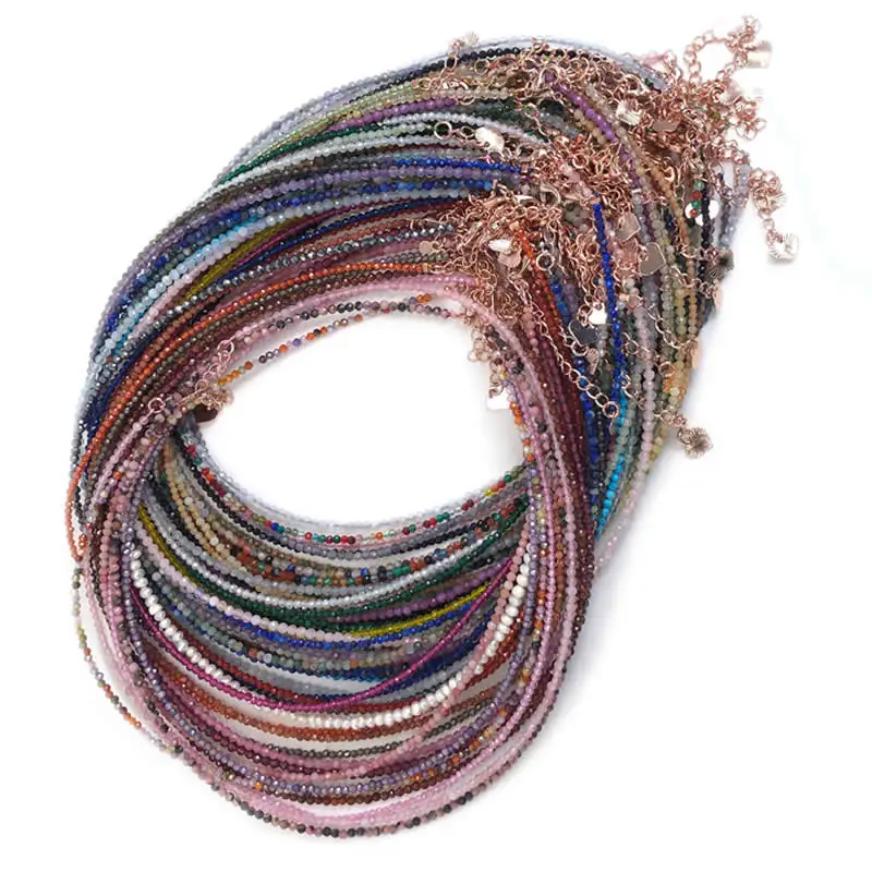 Natural Stone Cut Surface Beads Necklace on Hand Chain Luxury Jewelry 2-3MM Agate Quartz Crystal Bangle Bracelet for Women Gift