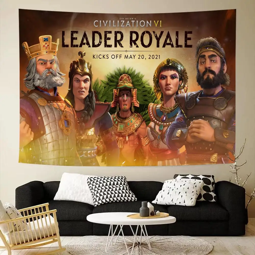 4X Sid Meier's Civilization Tapestry House Bedroom Living Bar Garden Microfiber Decoration Background
