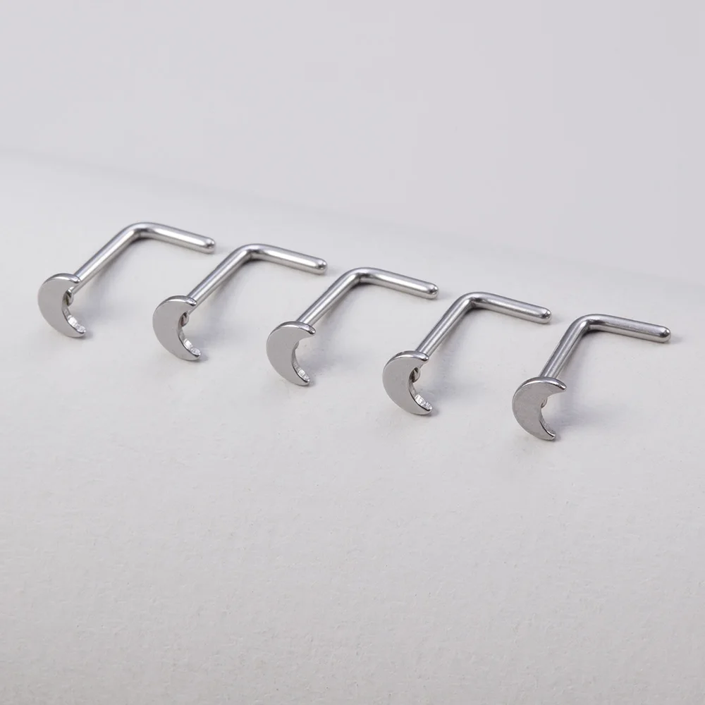 5 Stück Nasenringe für Frauen 20G Schraube Nasenstecker Herz Mond Stern Kugel Edelstahl Nasenloch Piercing Septum Knorpel Schmuck – Detail 14