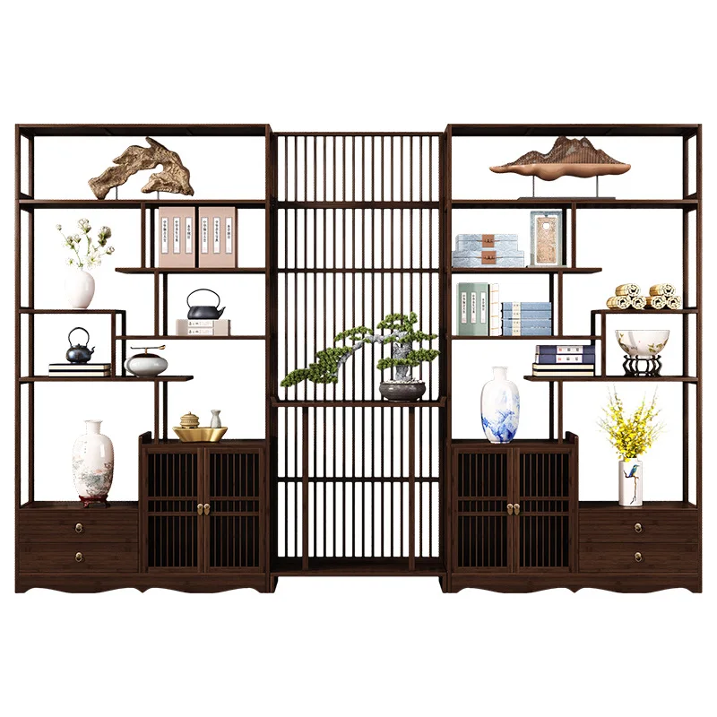 

New Chinese-style entrance cabinet Modern simple ornament display cabinet Floor partition rack