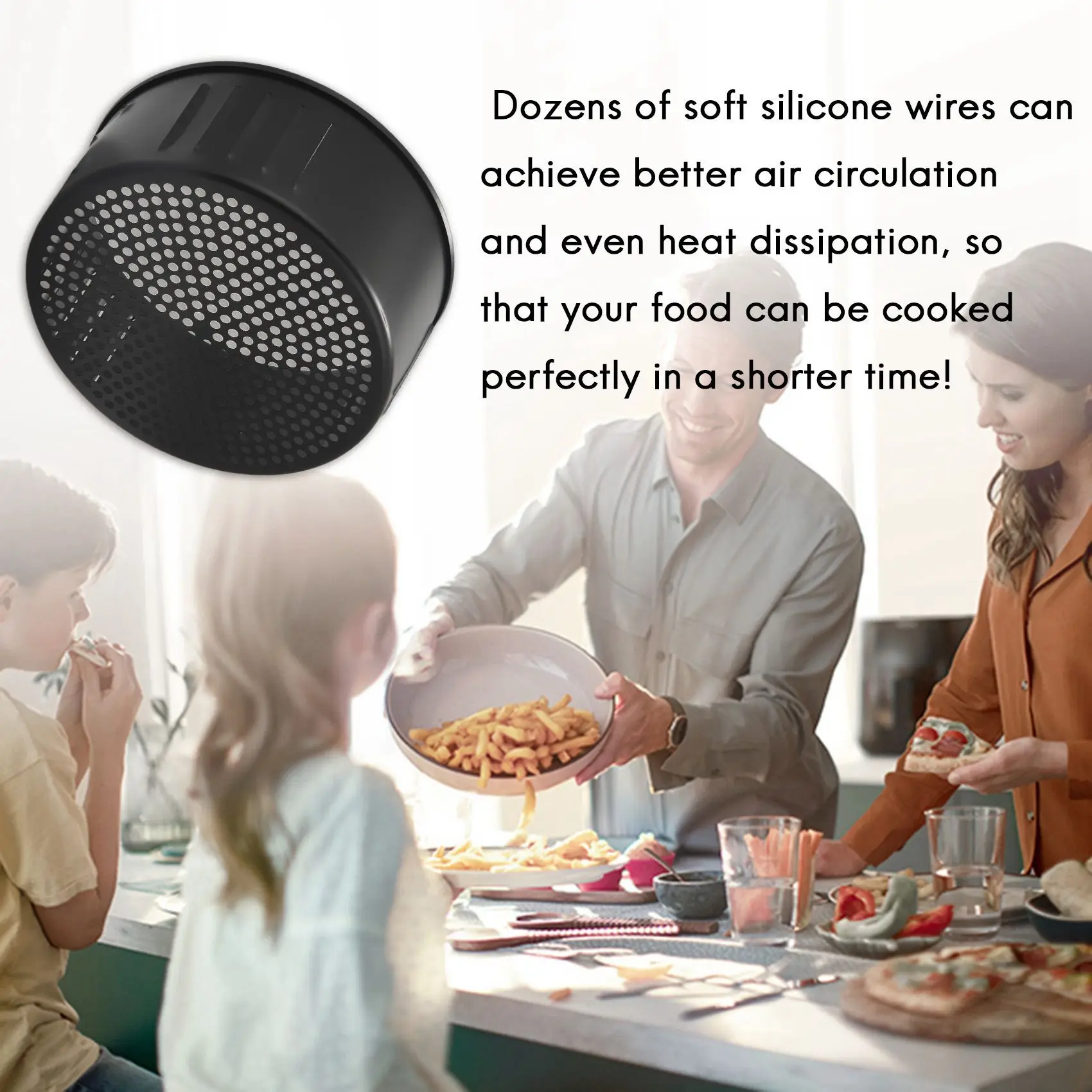 سلة بديلة للمقلاة الهوائية A02V، لجميع أفران مقلاة الهواء، ملحقات مقلاة الهواء، سلة قلي غير لاصقة، 3.5 لتر