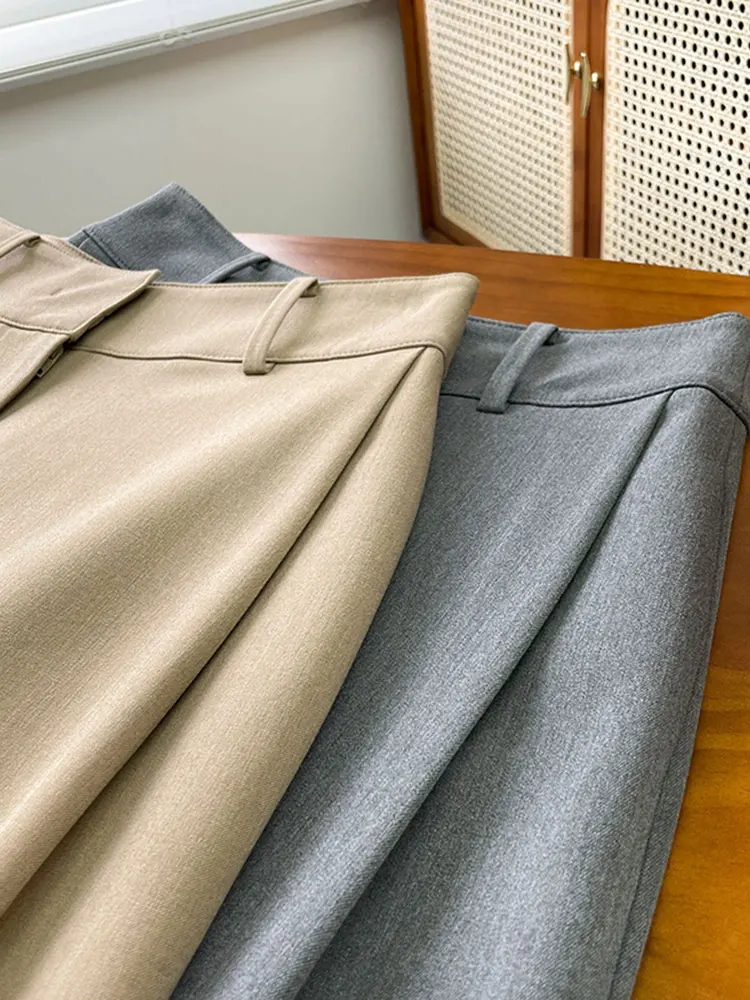 Nolila High Waist Straight Leg Casual Pants Floor-Length Cuffed Slimming Effect Korean Sle Premium Quali Polyester Cotton...