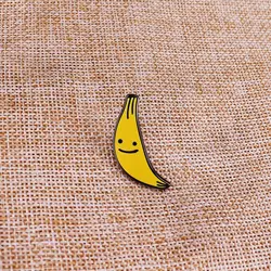 Happy banana hard enamel pin Have a great bananay day with this cute happy fruit brooch cheeky jokes gift
