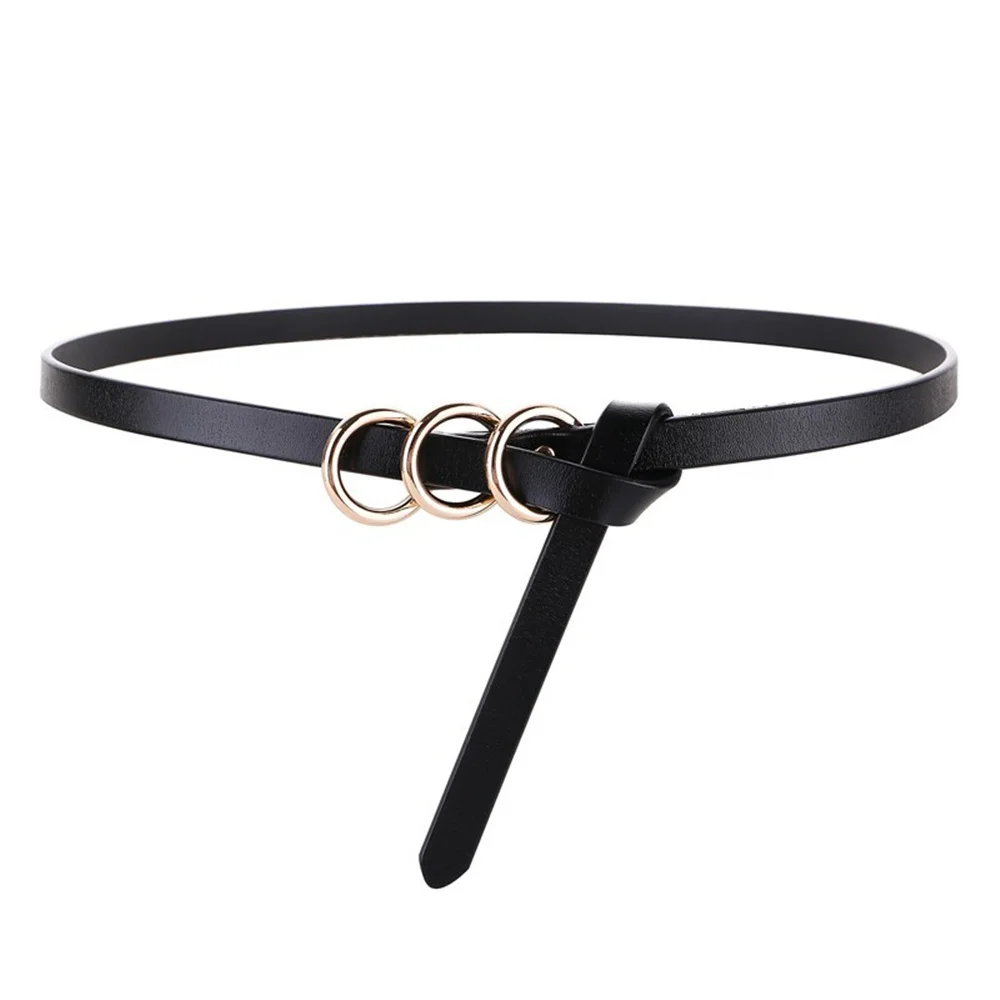 LA SPEZIA Women Belt Fashion Self Tie Waist Belt Genuine Leather Knot Thin Strap Red Black Ladies Belt for Dresses Accessories