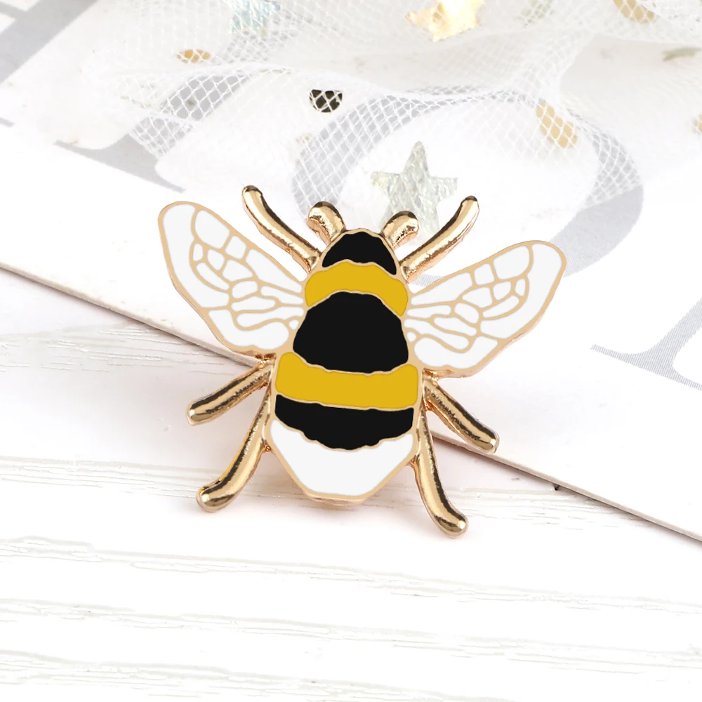 Cartoon Insect Enamel Pins Cute Metal Honey Bee Brooch Bag Clothes Lapel Pin Funny Animal Fashion Jewelry Gifts for Kids Friends