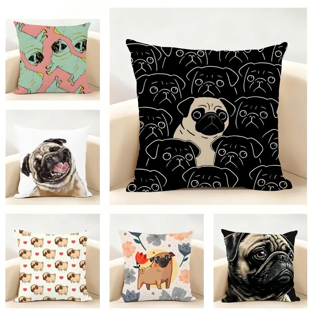 P-Pug Kissenbezug aus Leinen, weich, für Sofa, Bett, Heimdekoration