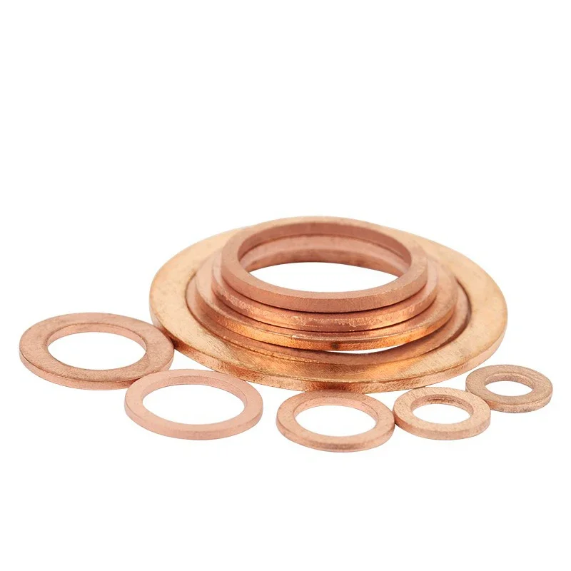 M5 M6 M8 M10 M12 M14 M16 M18 M20 M22 M24 Red Copper Flat Oil Seal Washer Ring Seal Oring Sump Plug Oil Fittings Gasket