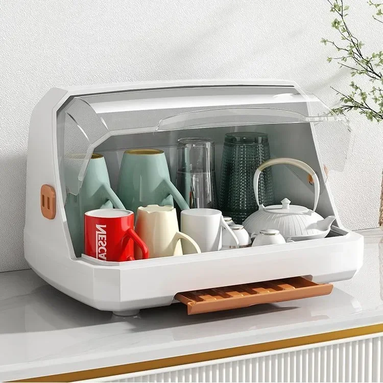 

2025 New Desktop Creative Teacup Storage Box Household Kitchen With Cover Water Cup Coffee Cup Drain Rack Cup