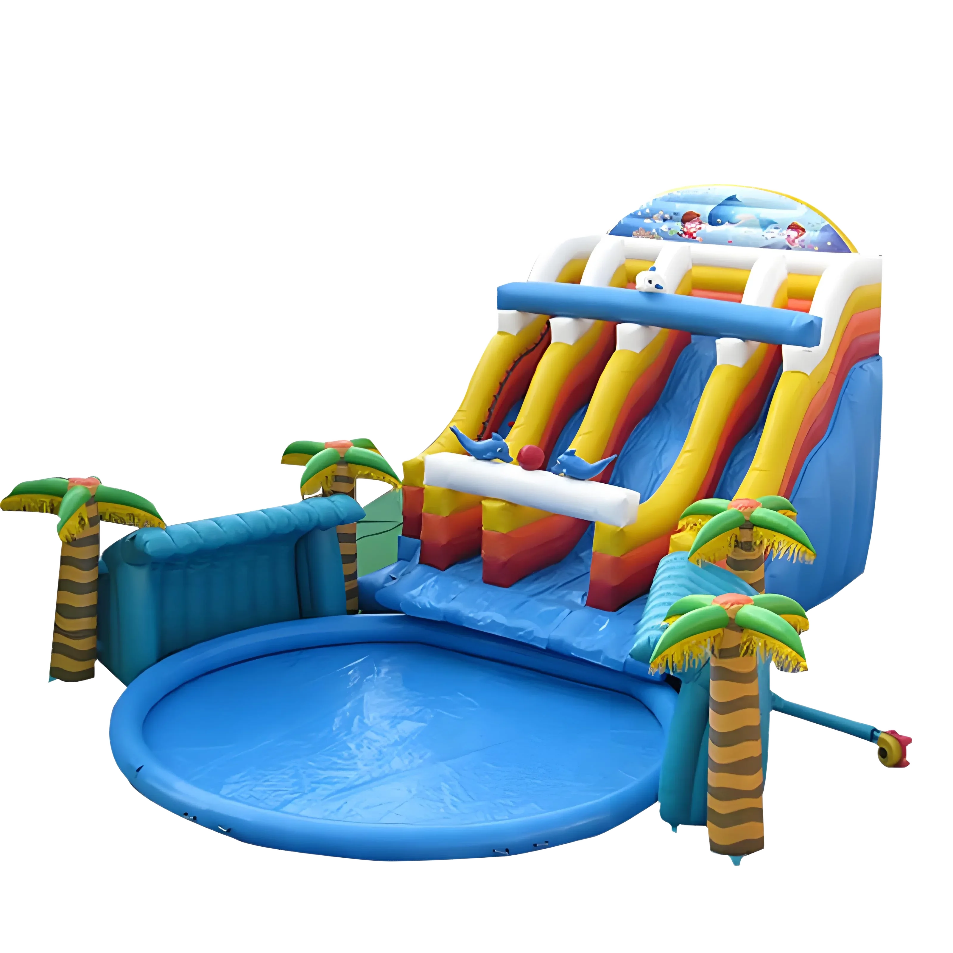 Large PVC Inflatable Water Park Combo Kids Outdoor Playground Equipment Summer Splash Pad Bounce House Slide Swimming Pool