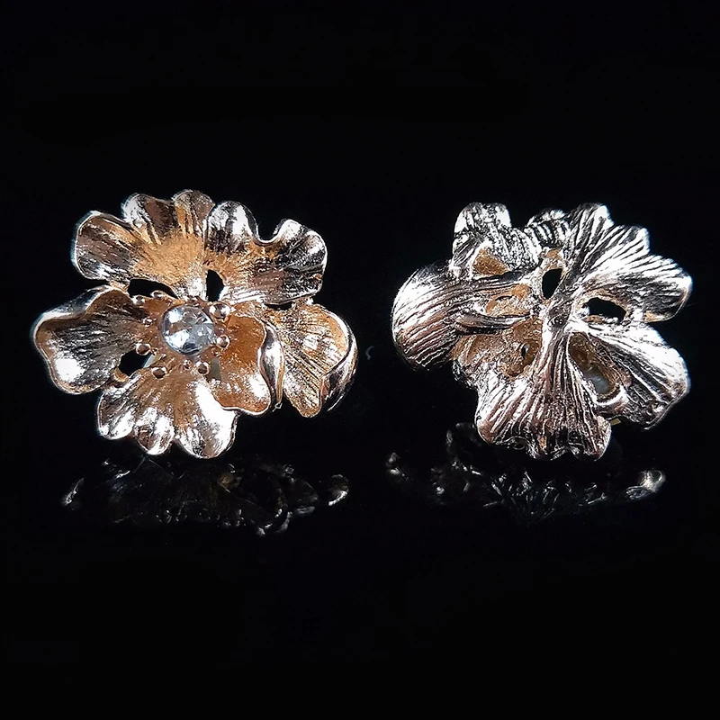 Engood 100Pcs Rhinesonte Flower Button Sewing Trim & Embellishments Craft Buckle DIY Hair Accessories Wedding Bridal Decoration