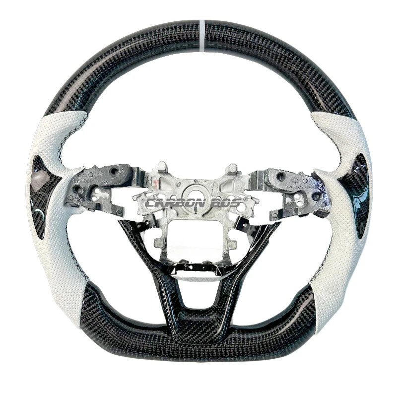 

Новый индивидуальный белый перфорированный кожаный руль из углеродного волокна 2018 2019 2023 для Honda Accord Gen 10th автомобильный руль