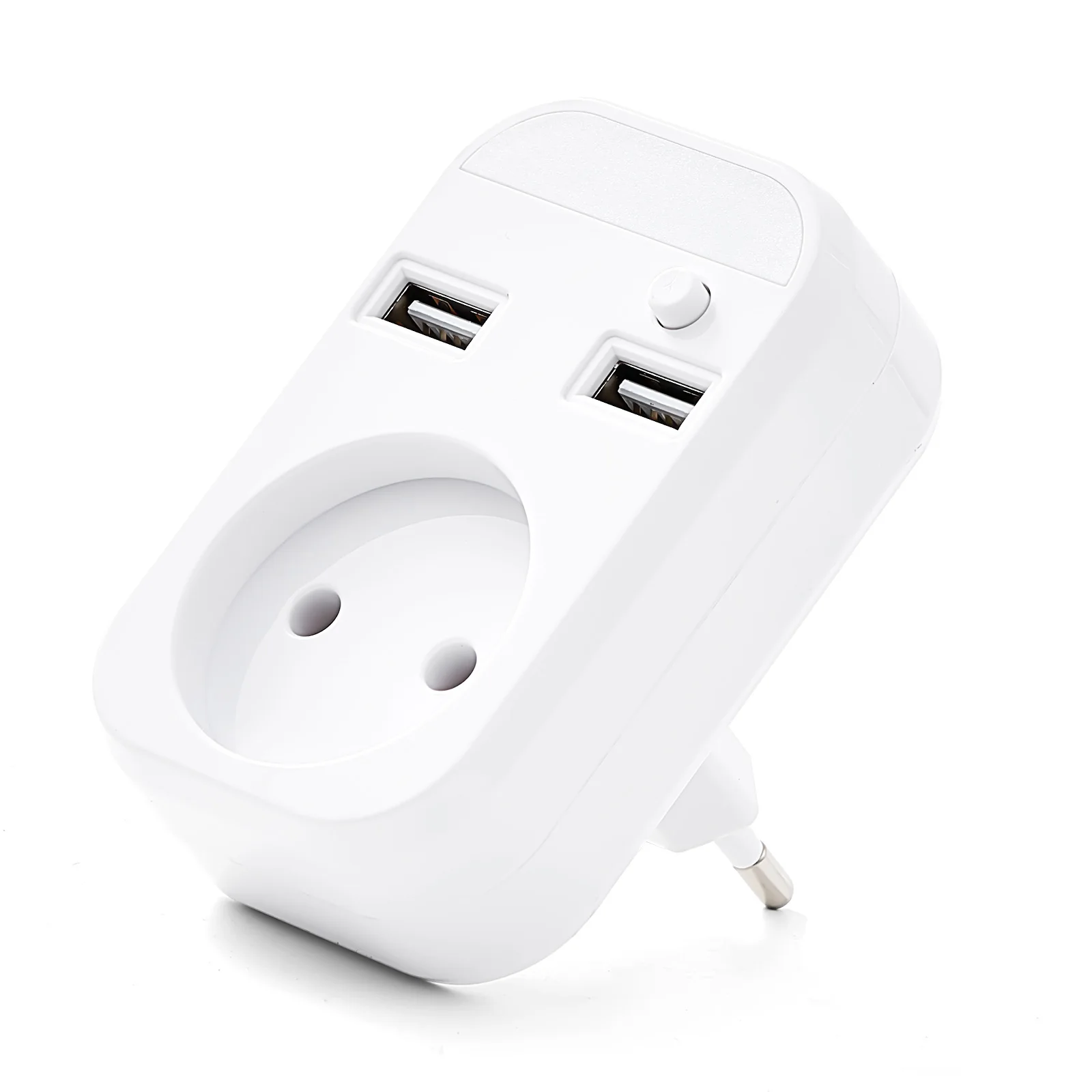 USB Wall outlet EU plug adapter with 2 socket 2 USB Port Night Light And Switch 5V 2A USB extension socket Z4-02