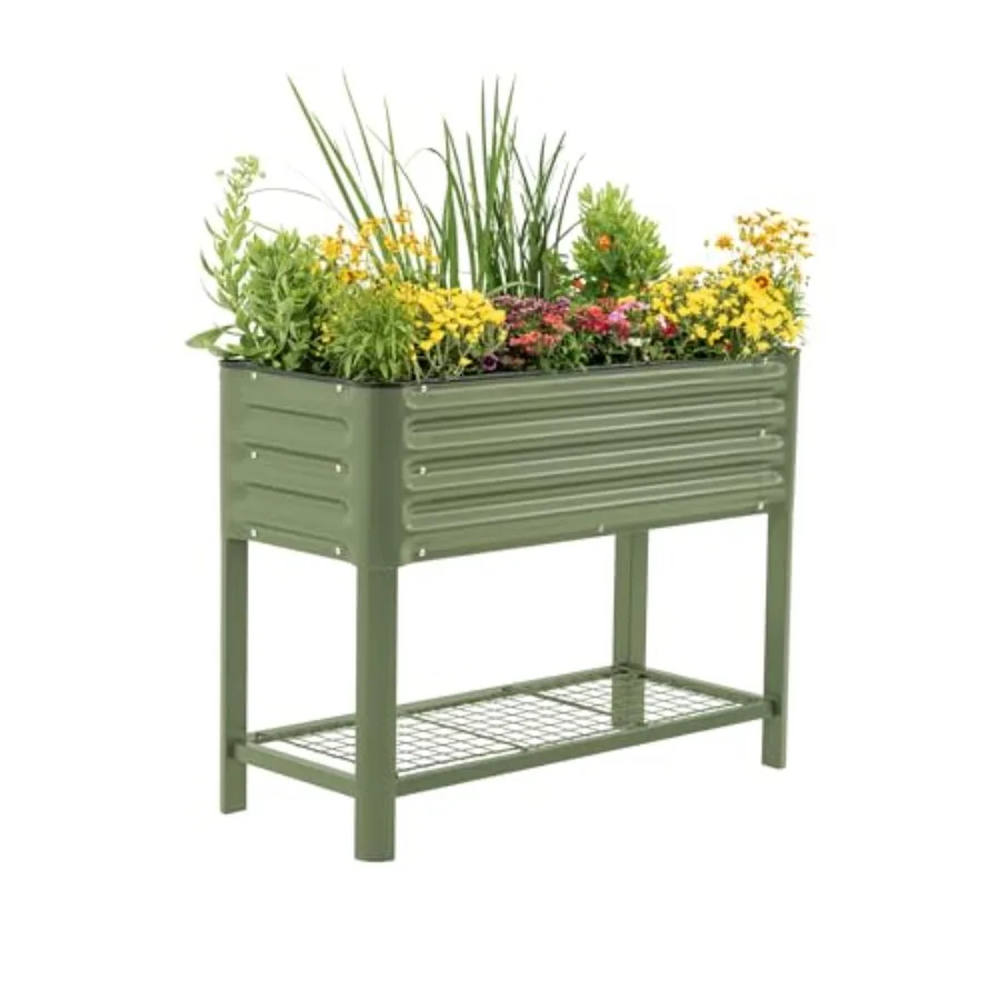 Elevated Raised Garden Bed- Slim Series 1.5' x 3.5' Outdoor Planters Boxes with Legs and Storage Rack for Patio 500 Lbs Weight