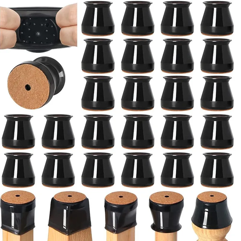 8/16/28PCS Chair Leg Floor Protectors for Hardwood Floors, Thick Silicone Rubber Covers, Scratch-Resistant & Noise Reducing