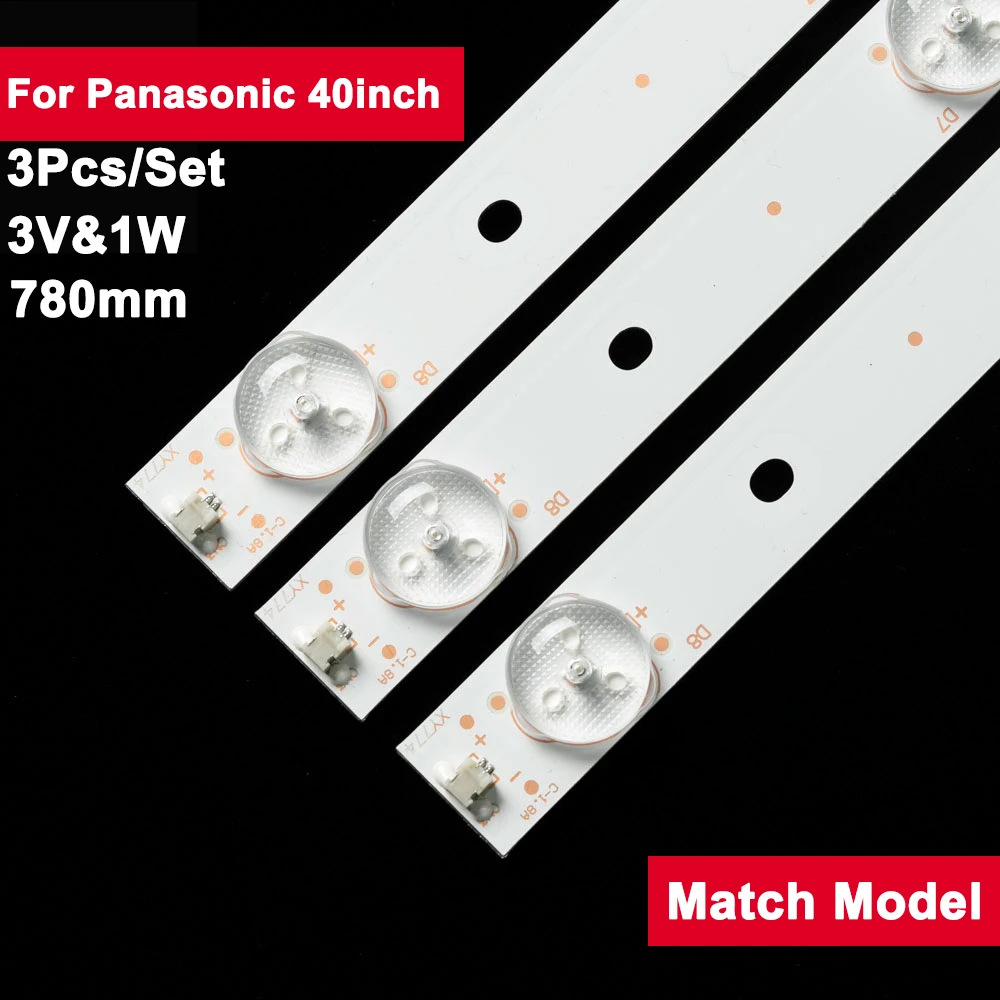 

780mm Tv Led Backlight Bar for Panasonic 40inch CRH-ES40WWB303008035ADREV1.0B 3Pcs/Set Led Strip 40L1600C 40L2600C TH-40D400C