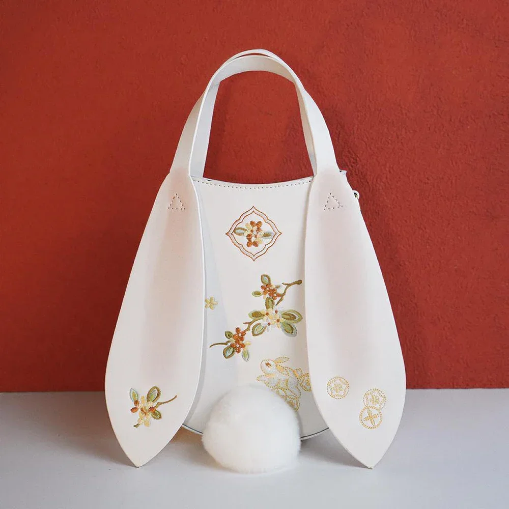 Chinese Embroidery Rabbit Handbag for Women Ancient Style Hanfu Decor Accessories Shoulder Bag 2023 Cute Tote Bag Crossbody Bags