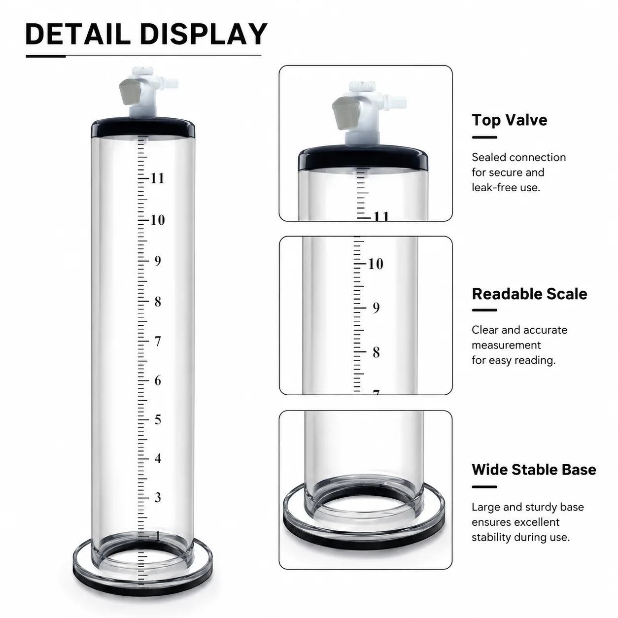 Male Penis Vacuum Pump Cylinder Set, Enlargement Enhancer Trainer, Manual Extender Device, Adult Masturbation Sex Toy Kit - view 3