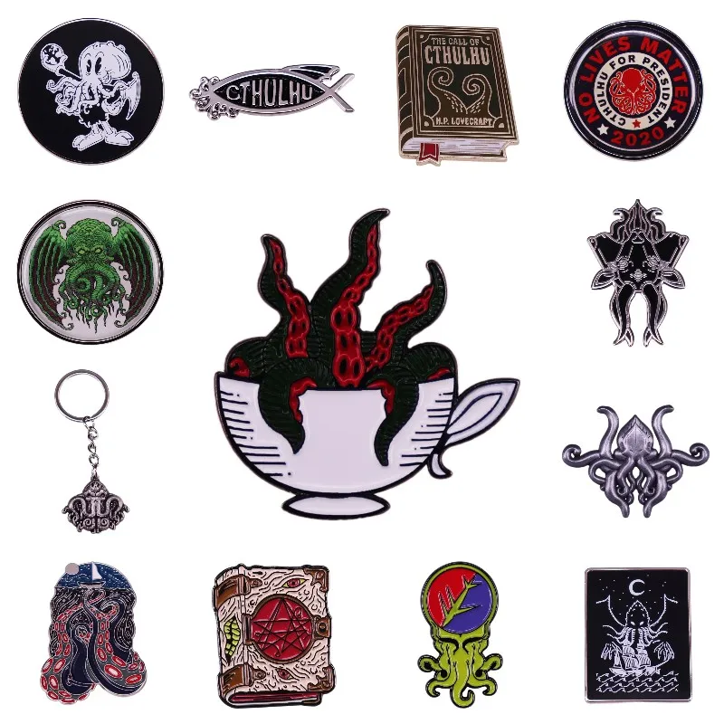 High Quality Horrific Metal Enamel Pins Octopus Tentacles Fiction Game Exaggerated Badge Lapel Shirt Bag Hat Brooch Gift of Fans