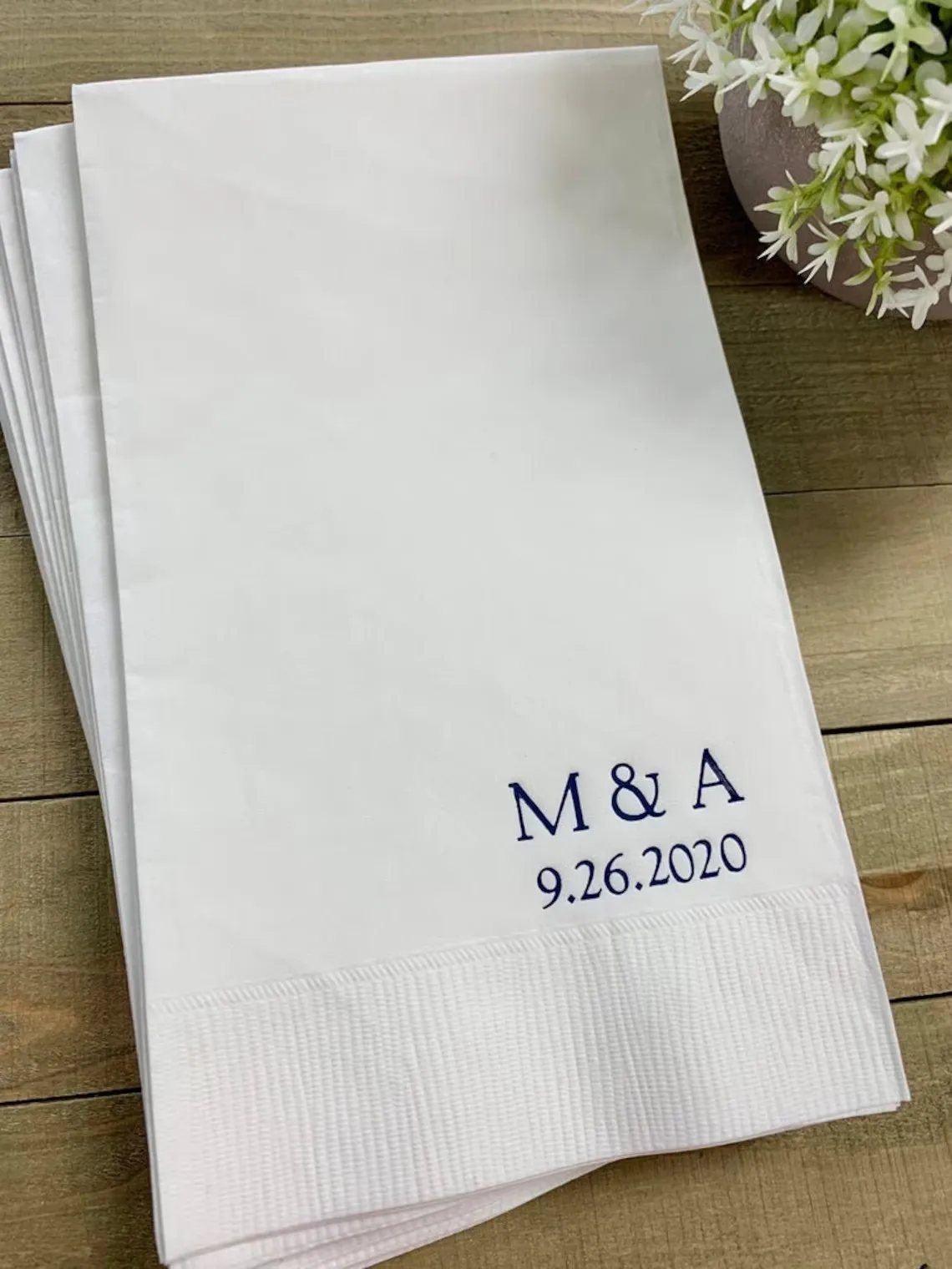 

50 PCS Personalized Napkins Wedding Personalized Cocktail Beverage Paper Anniversary Party Monogram Custom Luncheon Avail!