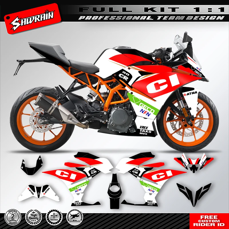 Sawrain دراجة نارية الرسومات الخلفيات الشارات ملصقات عدة رقم اسم مخصص ل KTM RC250 390 2017 2018 2020 002