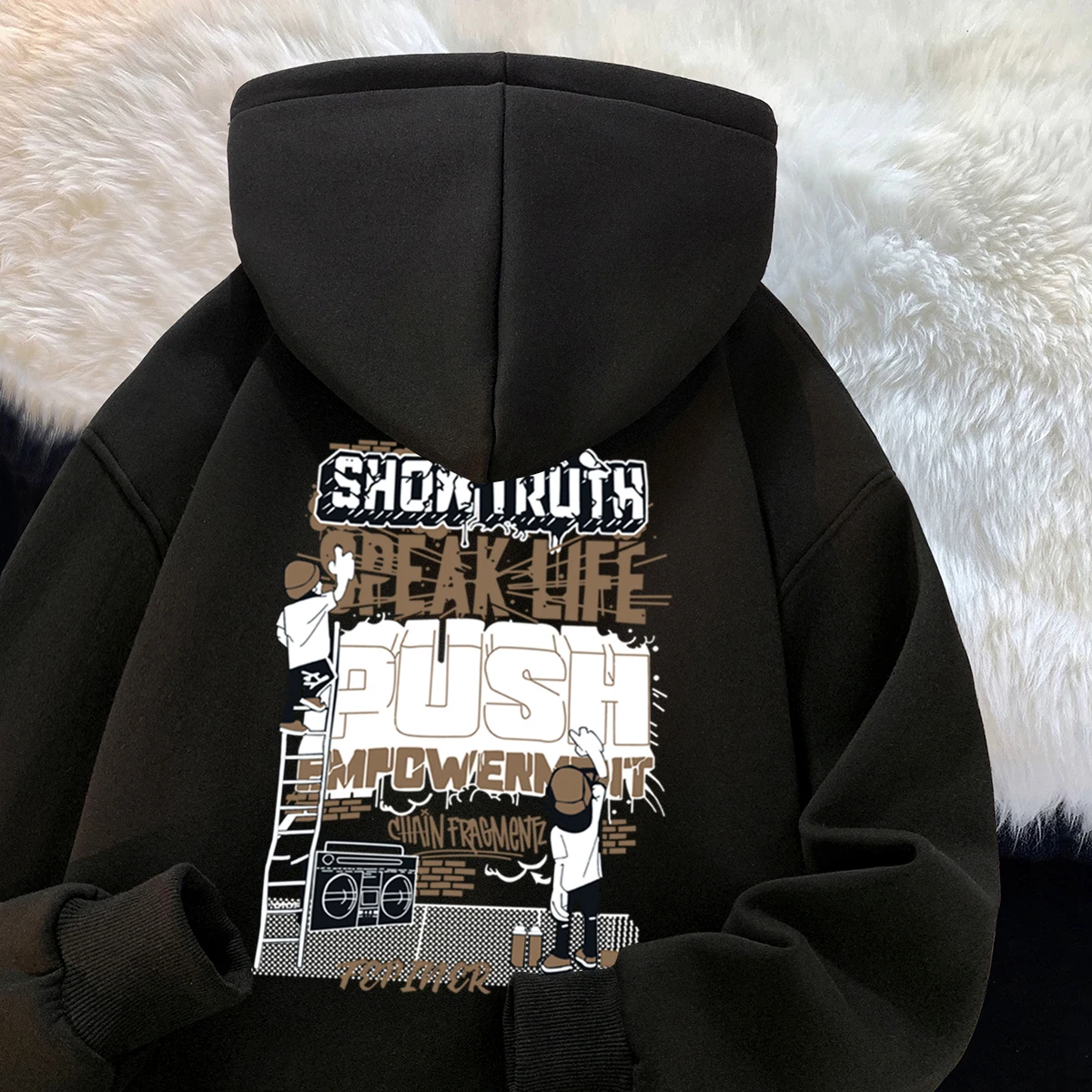

2025 Super Popular Adult Men's Daily Versatile Autumn Winter Streetwear Fashion Printed Outdoor Loose Comfortable Warm Hoodie