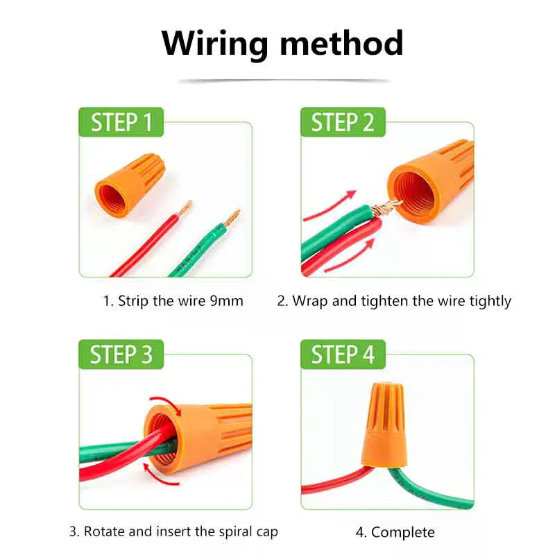50Pcs Fast Wire Connector P1 P2 P3 P4 P6 Electrical Insulated Twist Crimp Terminal Nut Spring End Cap Rotating Splicing