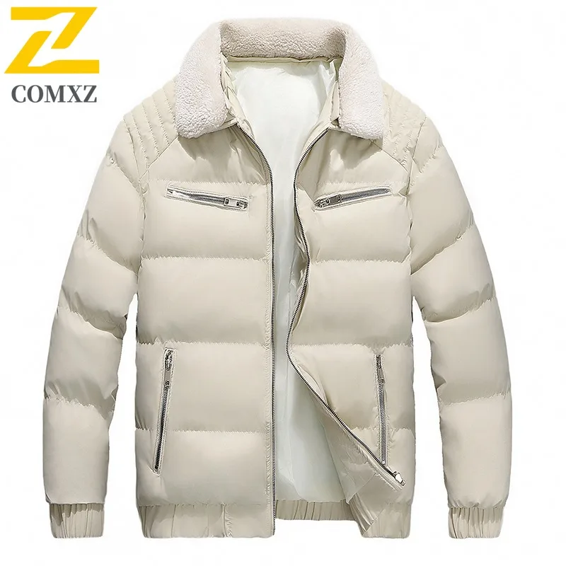 COMXZ الوقوف طوق قسط وسادة مبطنة 2025 الرجال الكورية نمط ضوء سترة رحلة الترفيه الباردة والدليل على الشتاء سترة واقية جديدة