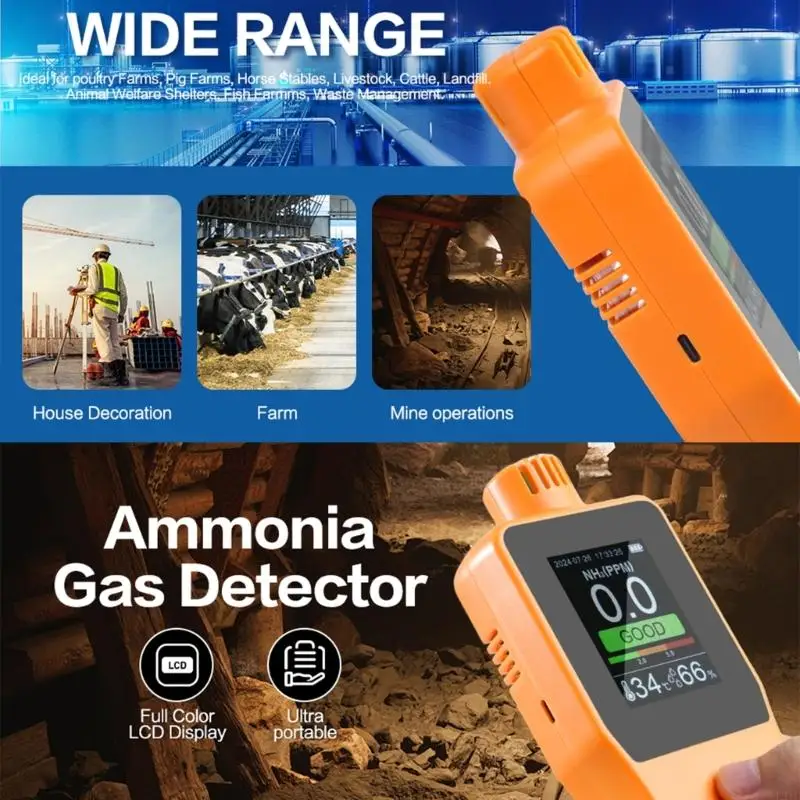 2025 Nieuwe Ammoniak Detectoren Ammoniak Gasmeter Digitale Draagbare Automotive Ammoniak Gas Tester Monitoren NH3 Detectoren