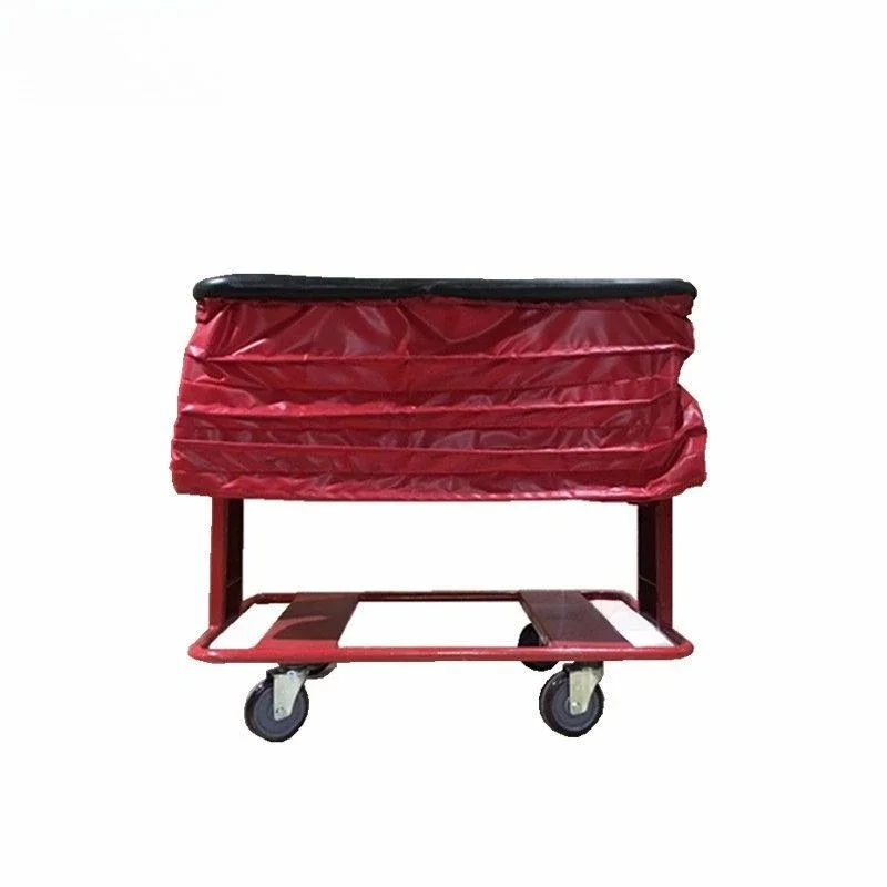 Large e-commerce sorting warehouse handling lifting trolley canvas elastic basket picking