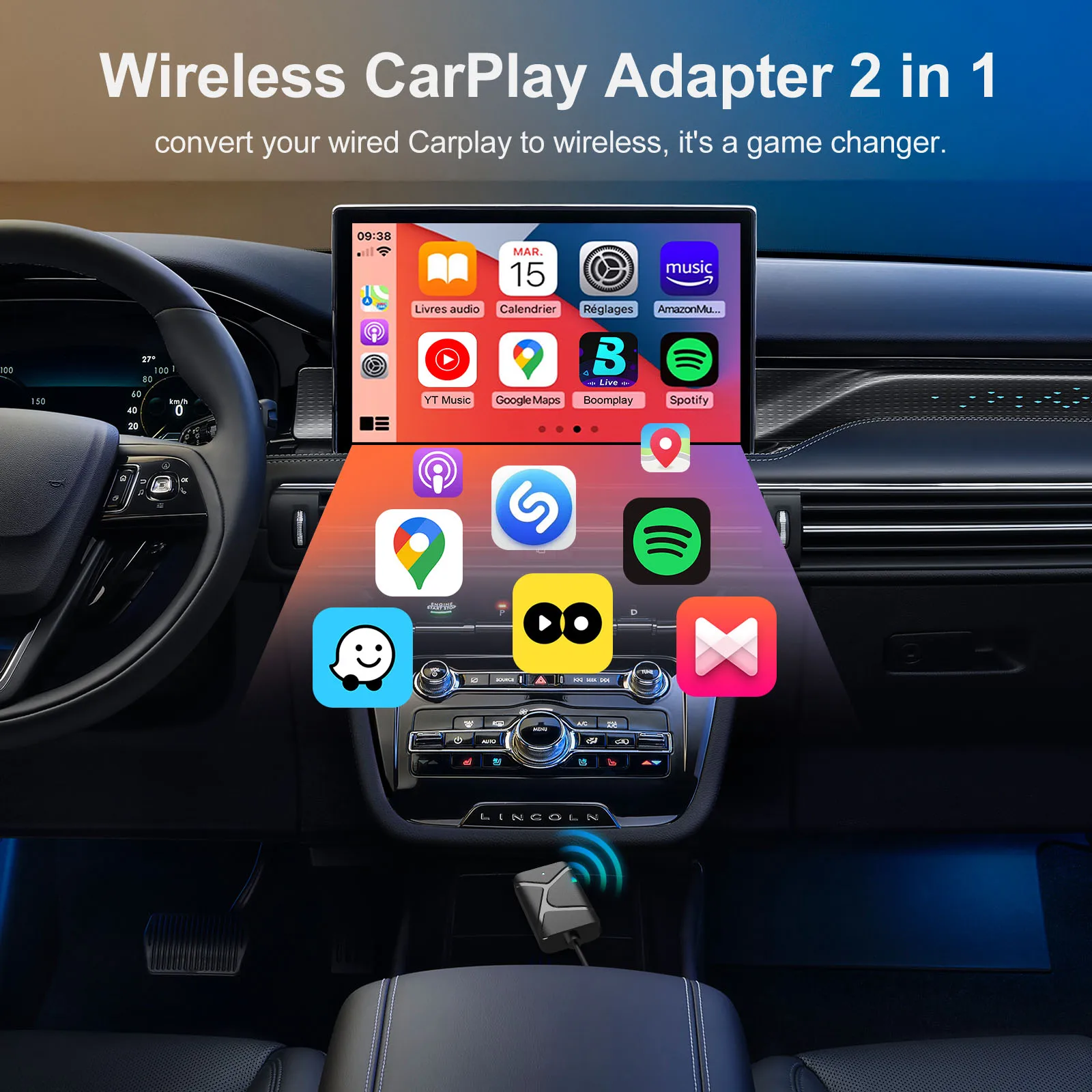 iHeylinkit 2 in1 CarPlay Wireless Adapter CarPlay Mini Box Android Auto Dongle For Benz Audi Mazda Kia Toyota VW OEM Car Radio
