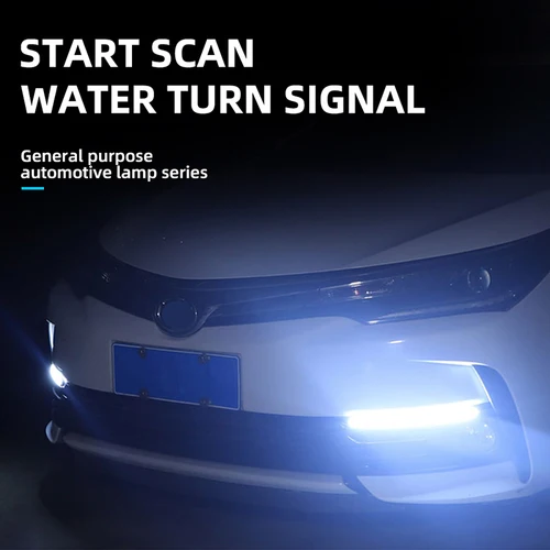 Imagen 2 del producto Luces de circulación diurna DRL para coche, tira Universal para faros delanteros de coche, señal de giro secuencial, luz diurna de flujo amarillo drl para coches, 12v, 2 uds.