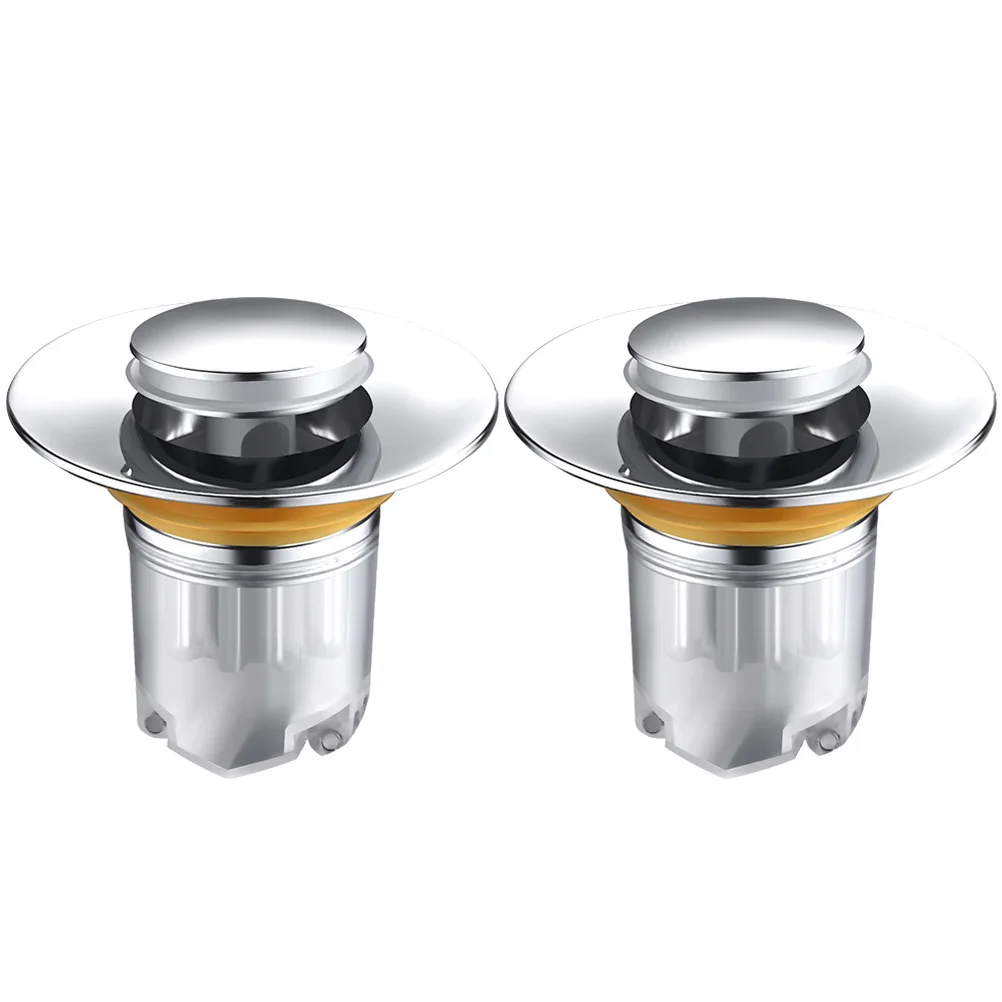 

2pcs Anti-Clogging Sink Durable Drain Bathroom Plug Washbasin Draining Plug Press-Type Design Sturdy Abs Material Home Kitchen