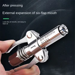 Double Gear Oil Nozzle Manual Pneumatic Grease Gun Universal Mouth Self-locking Lock Clamp Type High Pressure Oil Nozzle