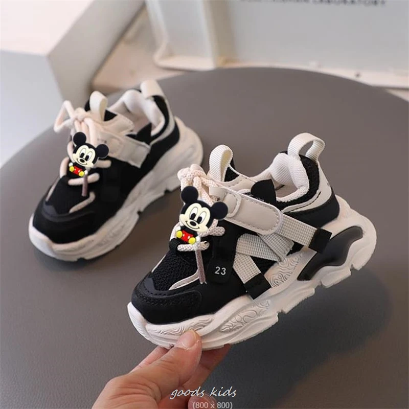 Scarpe per bambini Unisex Sneakers per bambini Mickey Minnie Boy Sneakers scarpe per ragazze Clunky Sports Tennis Casual Flat bambini calzature per