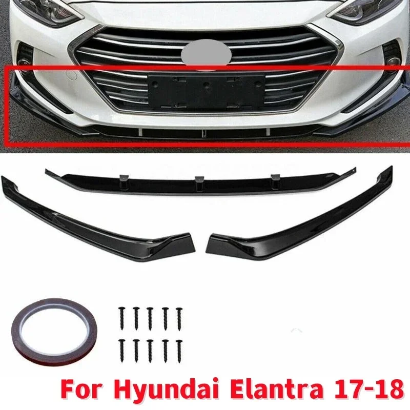 Glossy Black Car Front Bumper Lip Lower Spoiler Splitter For Hyundai Elantra 2017-2018