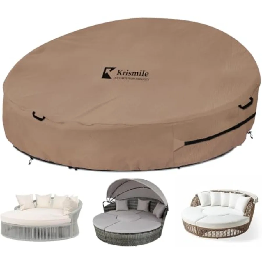 

Heavy Duty Waterproof Outdoor Daybed Cover for 88" Round Patio Sofa - UV-Resistant All-Weather Protection Furniture Cover with