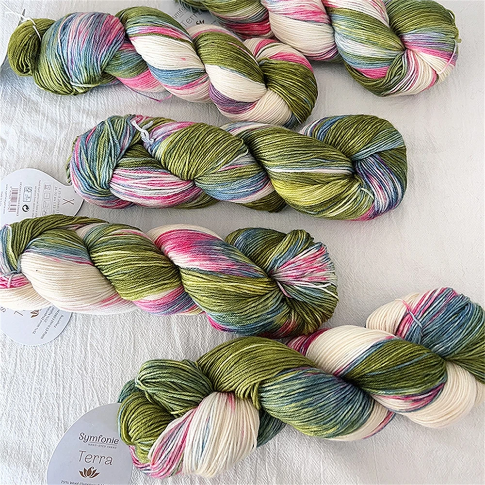

1 шт., 100 г Symfonie Terra Extrafine Merino Blend, вязаная крючком пряжа, окрашенная вручную, комфортная и дышащая для носков, шаль, шарфа
