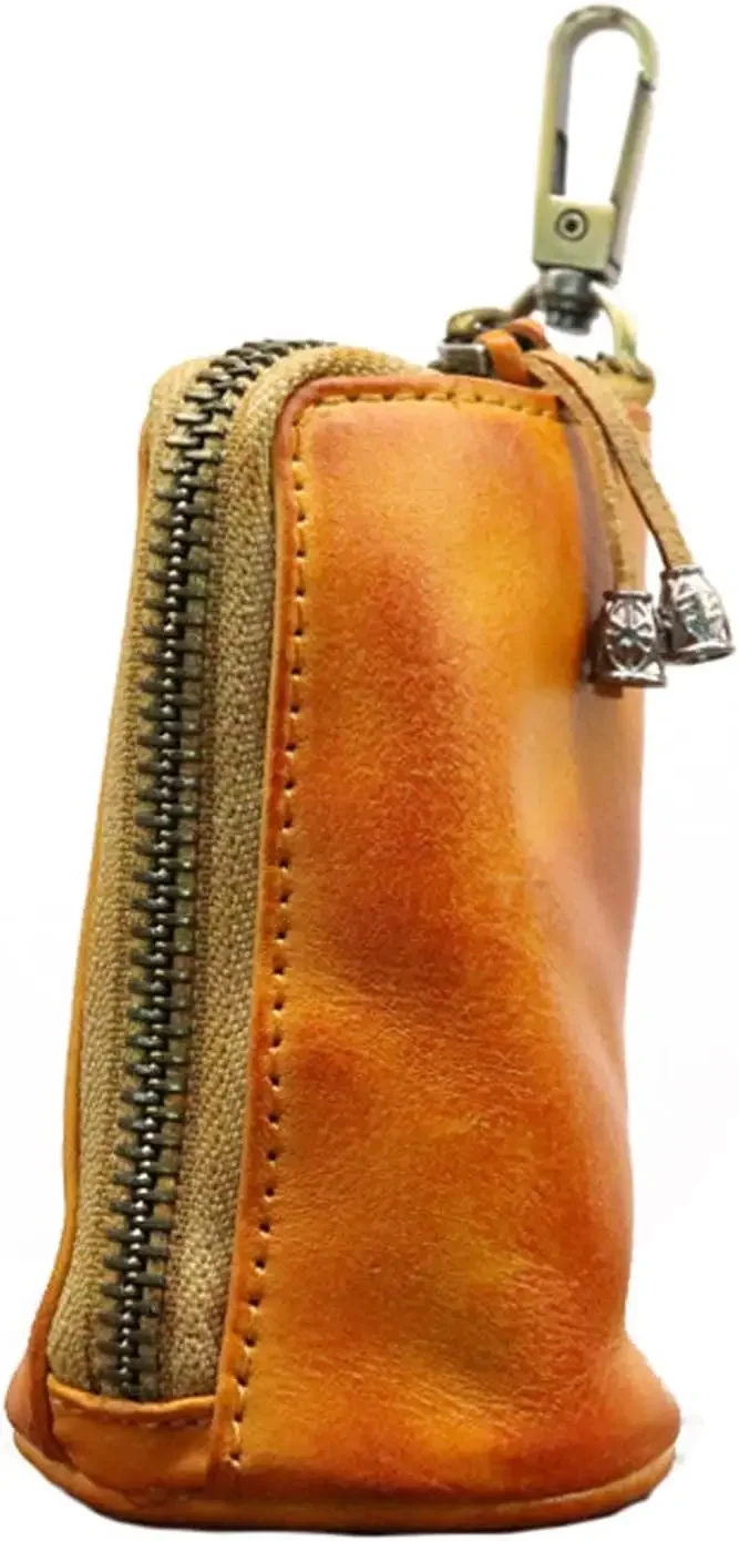 1 шт. средневековый брелок-кошелек, средневековый кожаный чехол для монет на молнии, органайзер для монет, кожаный чехол на молнии для мужчин и женщин (желтый Bro)