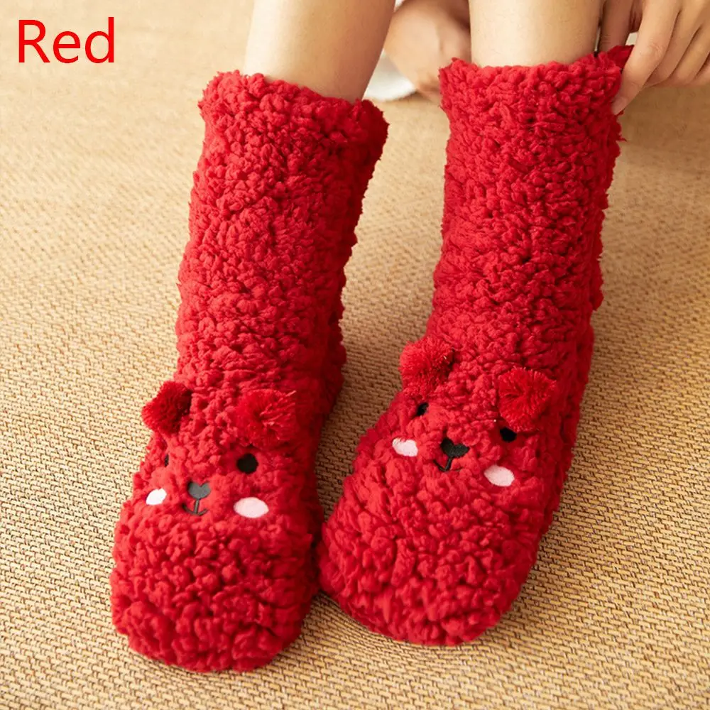 

Plush Cute Winter Women Warm Floor Sleep Socks Non-slip Cartoon Sock Slippers