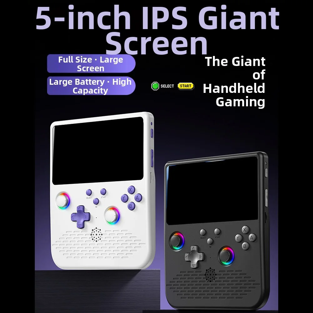 Handheld Game Console H5 64G 5.0 Inch IPS Screen Nostalgic Mini For Arcade Handheld Console With RGB Atmosphere Light