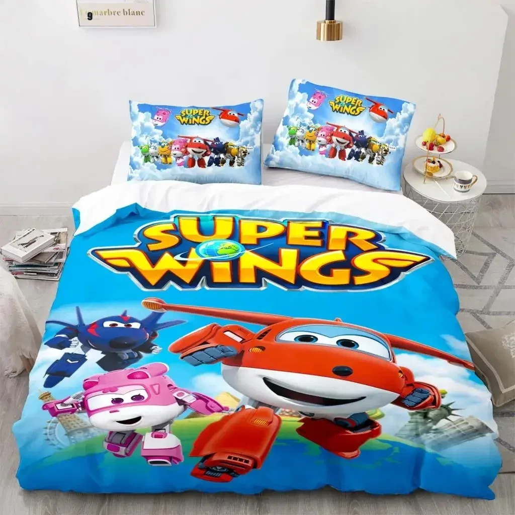 Super Wings 3D NEW Duvet Cover Pillowcase Bedding Set Adult Boy Girl Bedroom Decoration Children Single Double Large